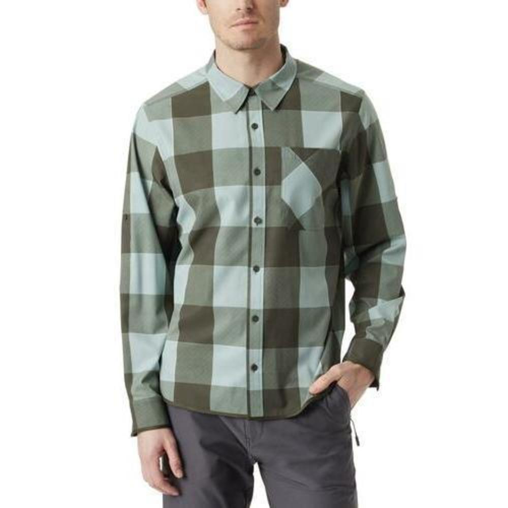 Bass Outdoor Men's Cool Plaid Long-Sleeve Shirt - Silver Blue- Large Buffalo